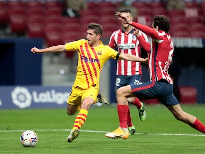 Sergi Roberto, en el partido contra el Atlético, el último que disputó antes de lesionarse.