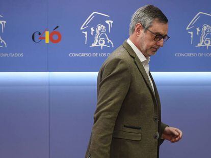 El secretario general de Ciudadanos, José Manuel Villegas, durante la rueda de prensa esta mañana en el Congreso de los Diputados.