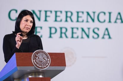 Victoria Rodríguez Ceja durante la conferencia matutina del 4 de noviembre 2021 en Ciudad de México.