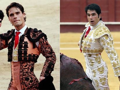 Desde la izquierda, el matador de toros Miguel Abellán y el diestro Salvador Vega, candidatos ambos del PP al Congreso.