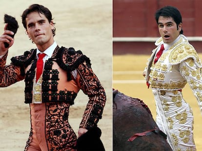 Desde la izquierda, el matador de toros Miguel Abellán y el diestro Salvador Vega, candidatos ambos del PP al Congreso.