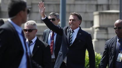 El presidente de Brasil, Jair Bolsonaro, en Montevideo, el pasado domingo.