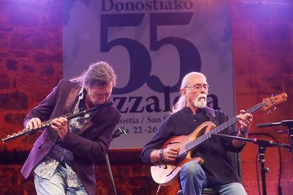 Jorge Pardo y Carles Benavent anoche en Jazzaldia.