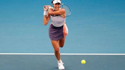 Muguruza, durante el partido contra Svitolina en Melbourne.