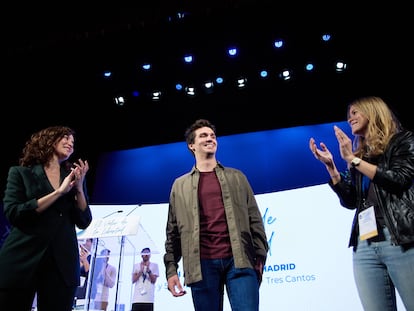 Isabel Díaz Ayuso, Ignacio Dancausa y Beatriz Fanjul, durante la clausura del congreso de Nuevas Generaciones, el 5 de noviembre en Madrid.