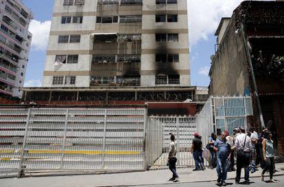 El edificio donde ocurrió la explosión en Caracas.