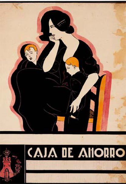 Proyecto de cartel de Cándido Fernández para Caja de Ahorros de Vigo (1925).