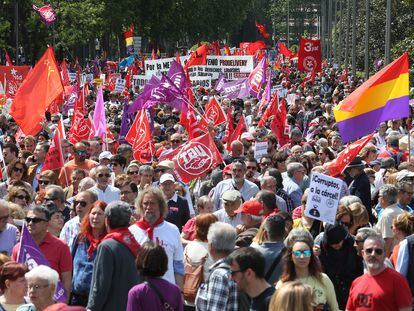 Manifestación en Madrid por el 1 de Mayo, Día del Trabajo, en 2019.