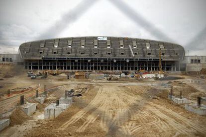 Estado de las obras del nuevo estadio del Atl&eacute;tico de Madrid en marzo del a&ntilde;o pasado.