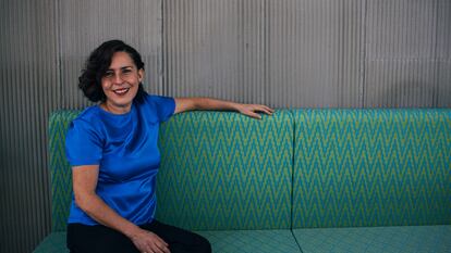 María Fernández, en la terraza del restaurante Can Chan Chán, en Madrid.