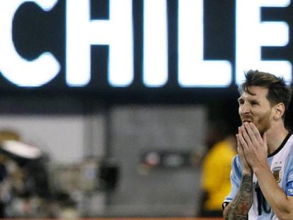 Messi, durante la final contra Chile, en Nueva Jersey.