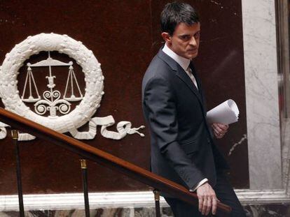 Manuel Valls, en la seva intervenció a l'Assemblea Nacional, aquest dilluns a París.