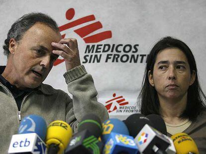 Carlos Ugarte y la presidenta de MSF en España, Paula Farias, durante la rueda de prensa que ofrecieron el viernes pasado en Madrid.