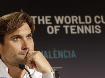 David Ferrer, durante la conferencia de prensa que ofreció el lunes en Valencia.