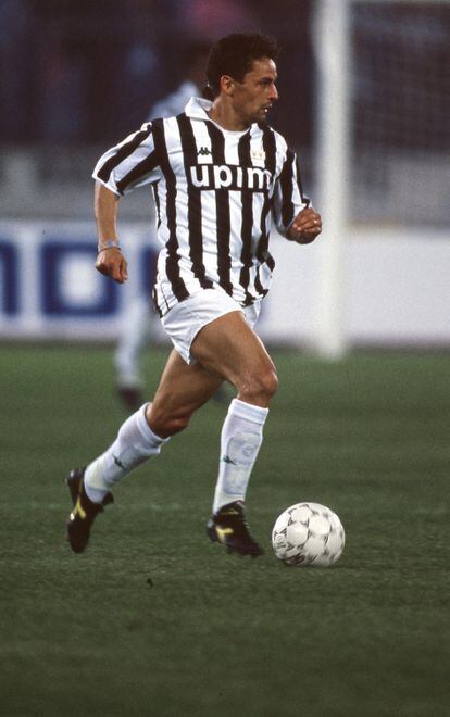Robero Baggio durante un partido de la Serie A con la Juventus, en 1992.