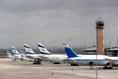 Aviones aparcados en el aeropuerto de Ben Gurion, en Tel Aviv.
