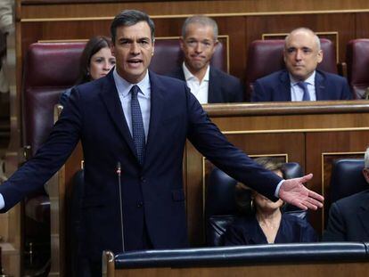 Pedro Sánchez en una de las dos sesiones de control al Gobierno de esta legislatura.