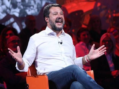 El líder de La Liga Norte, Matteo Salvini, en un programa de la cadena Rete 4, el pasado 12 de septiembre. 