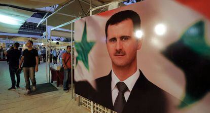 Imagen del presidente sirio, Bachar el Asad, en Damasco.