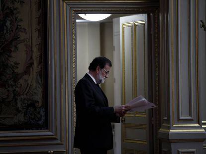 Mariano Rajoy, durante la cumbre europea de Par&iacute;s. 