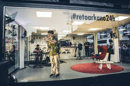 Arkano, hace dos semanas en Madrid, cuando batió el récord del mundo de 'freestyle'.