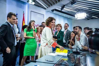 La ministra de Hacienda, María Jesús Montero, tras la rueda de prensa tras el Consejo de Ministros celebrado este martes en La Moncloa.
