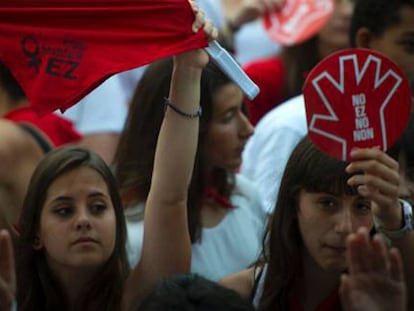 Una protesta en Pamplona contra las agresiones sexuales en San Fermín.