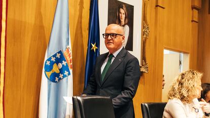 El presidente de la Diputación de Ourense, Manuel Baltar, durante un pleno extraordinario celebrado  en el Pazo Provincial.