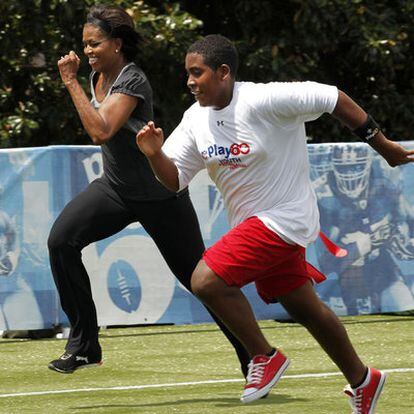Michelle Obama durante una carrera para fomentar el ejercicio en 2010.