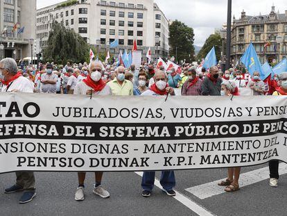 Manifestación de pensionistas en Bilbao, el pasado agosto.