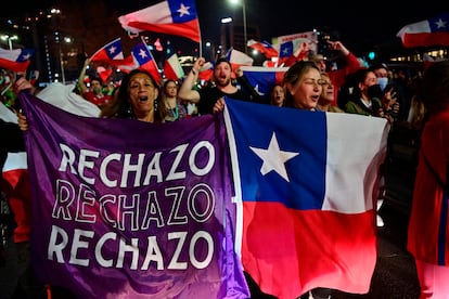 Partidarios del Rechazo en Santiago, Chile, el pasado 4 de septiembre.