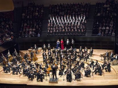 Actuación de la Filarmónica de Berlín el pasado sábado en París.