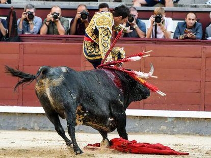 Momento de la grave cogida sufrida por el torero mexicano Arturo Macías.