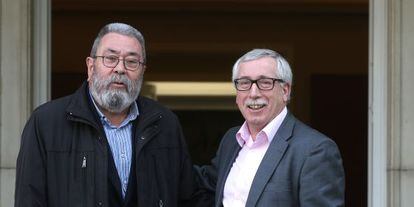 Cándido Méndez, líder de UGT, y su homólogo de CC OO, Ignacio Fernández Toxo, en diciembre.