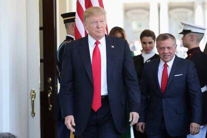 Donald Trump, este miércoles, en la Casa Blanca junto al Rey de Jordania.