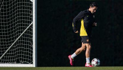 Xavi en un entrenamiento con el Barcelona. 