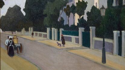 Una escena tradicional de vecindario a principios del siglo XX en 'Queen's Grove, St John's Wood' (1918), obra del pintor británico Robert Polhill Bevan.