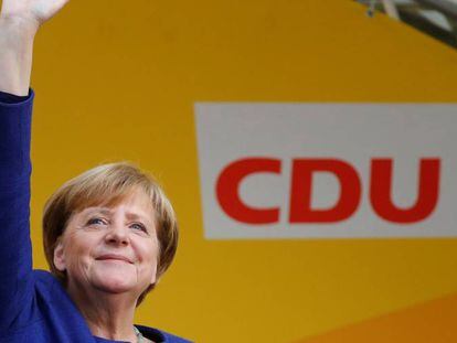 Angela Merkel, ayer en un m&iacute;tin.