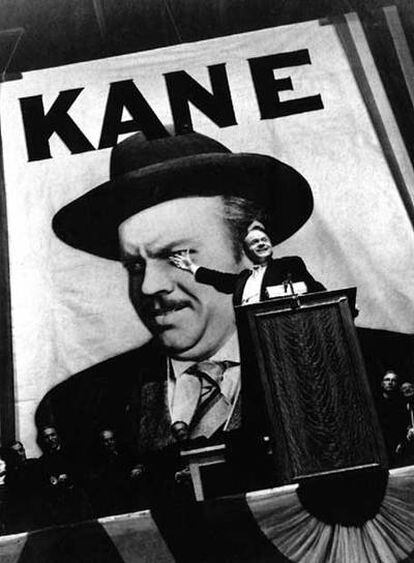 Orson Welles en un fotograma de la película que dirigió y protagonizó, <i>Ciudadano Kane.</i>