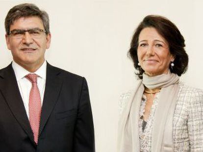 La presidenta del Banco Santander, Ana Bot&iacute;n, junto al nuevo consejero delegado, Jos&eacute; Antonio &Aacute;lvarez.