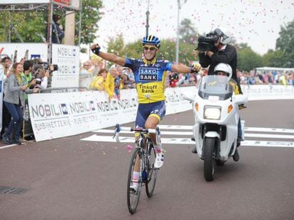 Alberto Contador, ayer en su victoria en Superga.
