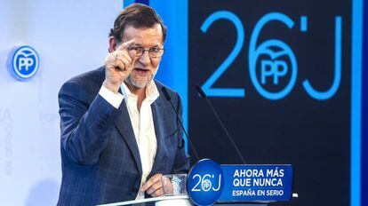 Mariano Rajoy, en un acto electoral del PP.