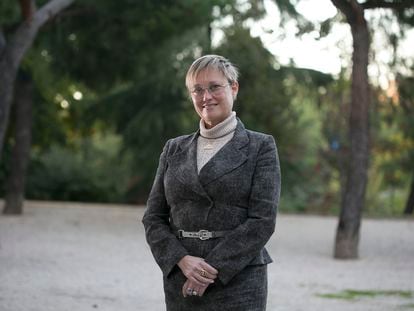 Virgina Guinda, candidata a la presidencia de la patronal CEOE, el jueves en Madrid.