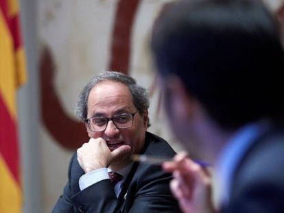 El president de la Generalitat, Quim Torra, durant la reunió setmanal del Govern.