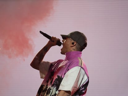 Duki, durante su concierto en el Palau Sant Jordi.