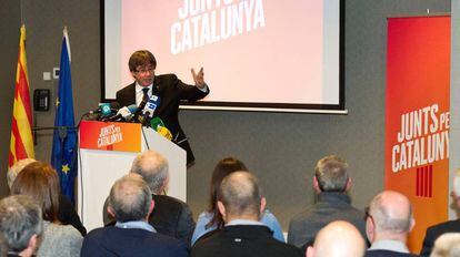 Carles Puigdemont presenta en Brujas (B&eacute;lgica) su candidatura a las elecciones catalanas del 21 de diciembre.