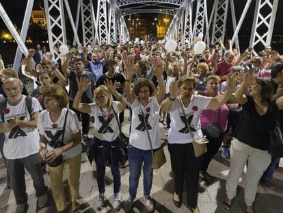 Manifestación en Murcia para reclamar el soterramiento de las vías del AVE, en 2018.