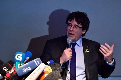 Carles Puigdemont en una rueda de prensa el pasado jueves en Berlín.