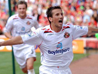 Liam Miller celebra un gol durante un partido en Middlesbrough, en septiembre de 2007.
