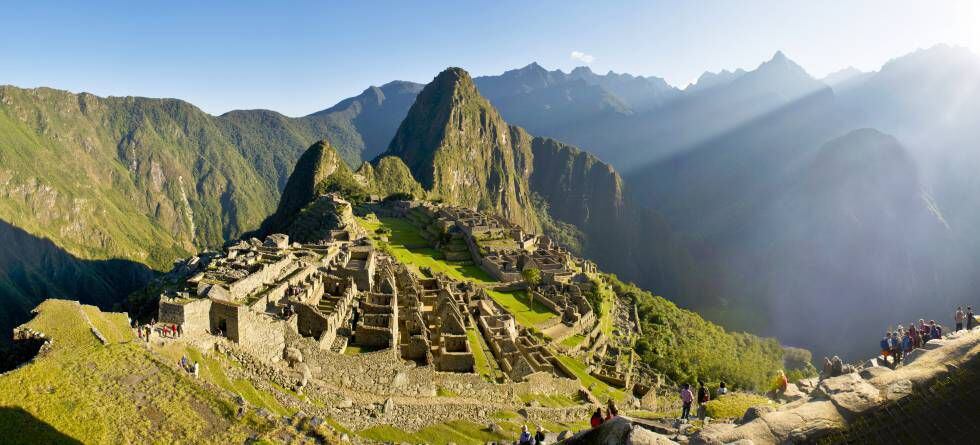 Panorámica de la ciudadela maya de Machu Picchu.